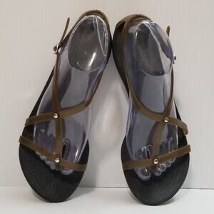CROCS Really Sexi Thong Black Studded Strappy Sandals Womens Size 9 Slip On Shoe